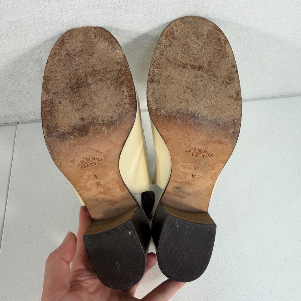 VTG 90s Anne Klein 8 Slingback Chunky Loafer Bratz Block Heel Leather Tan Italy - Picture 11 of 12